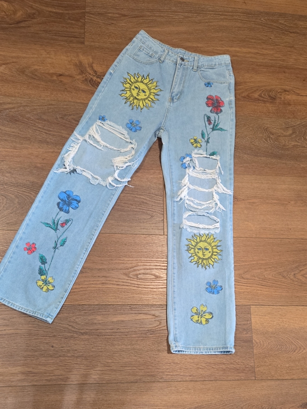 SHEIN DISTRESSED GROOVY JEANS. SIZE 6... #8189